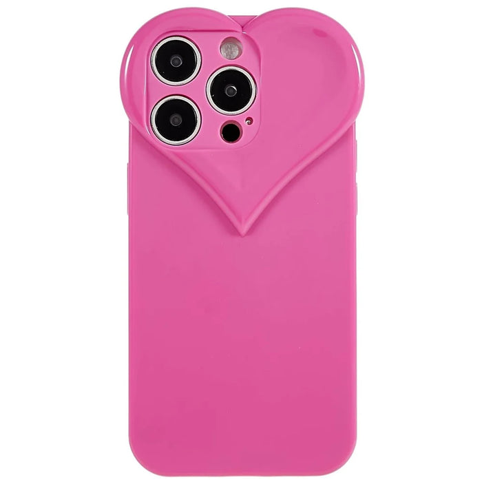 For iPhone 15 Pro Max Cell Phone Case Heart Shaped Camera Protection Phone Cover  Anti-fingerprint TPU Shell - Rose - 4