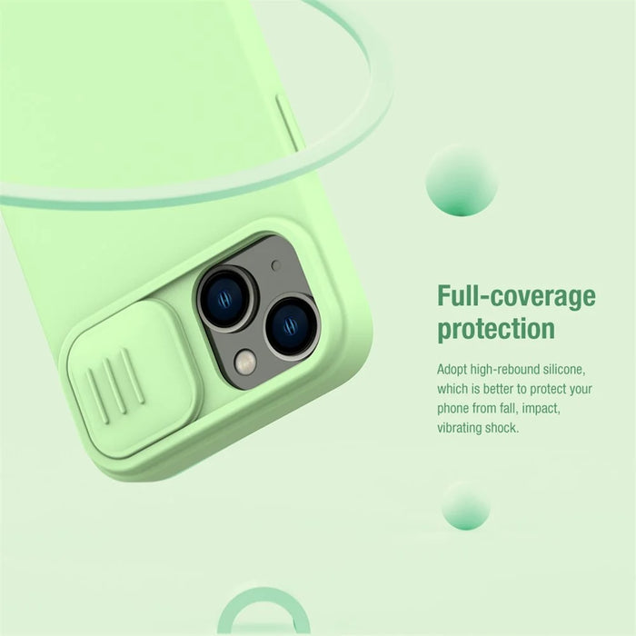 NILLKIN For iPhone 15 Plus PC + Liquid Silicone Case Anti-scratch Phone Cover with Slide Camera Lid - Black - 5
