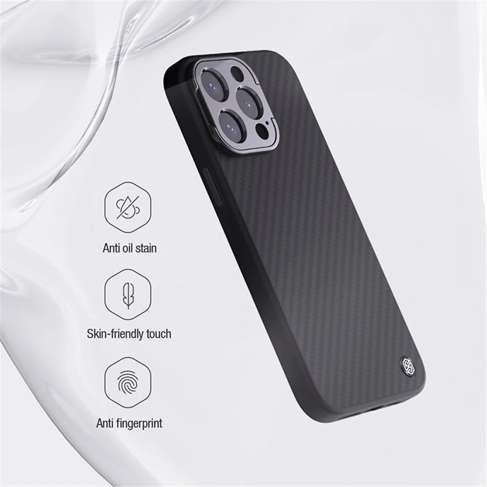 NILLKIN Carboprof Phone Case for iPhone 15 Pro , Camera Kickstand TPU+Aramid Fiber Cover Compatible with MagSafe - 6