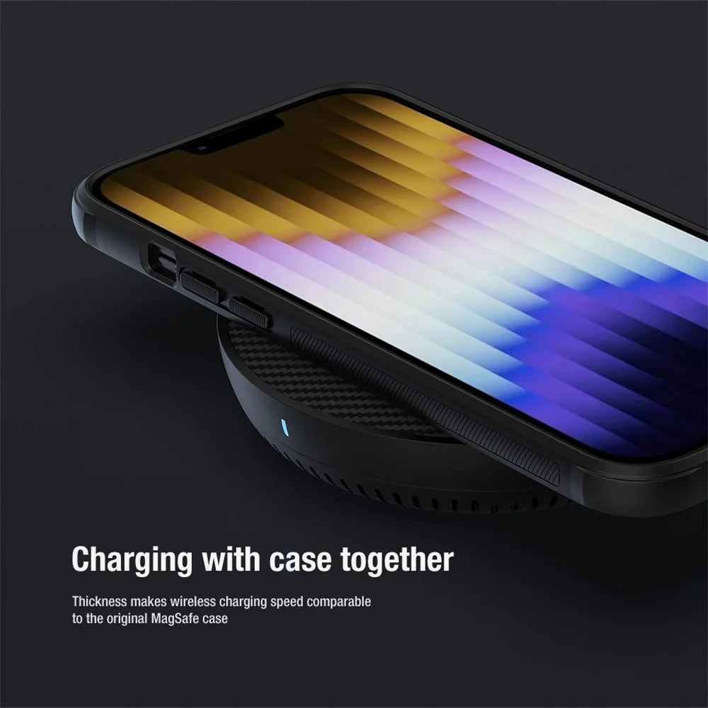 NILLKIN Frosted Shield Pro for iPhone 15 Anti-scratch Phone Case PC+TPU Matte Cover Compatible with MagSafe - Black - 5