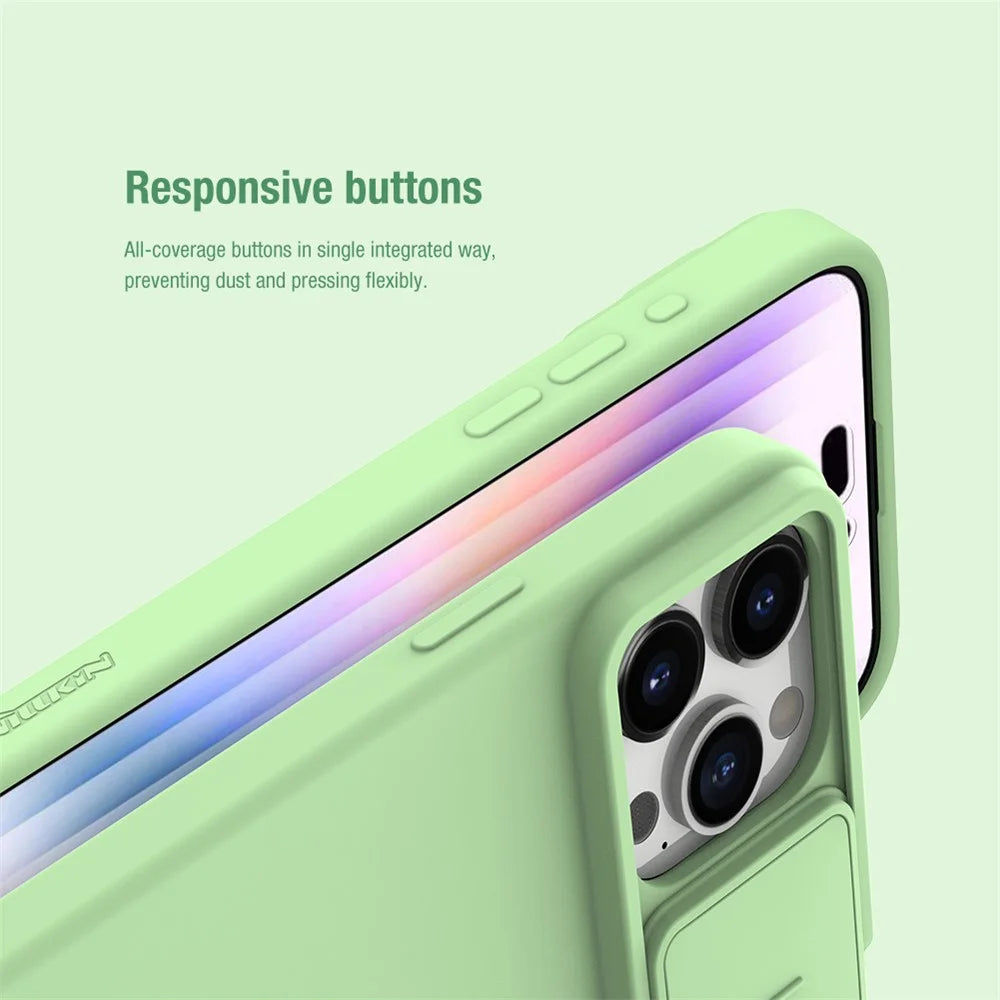 NILLKIN For iPhone 15 Pro Slide Camera Lid Anti-scratch Cover Liquid Silicone + PC Phone Case - Dark Purple - 7