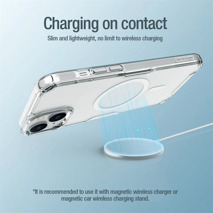NILLKIN Nature Pro Series Magnetic Case for iPhone 15 Plus Compatible with MagSafe PC+TPU Protective Phone Cover - Blue - 3
