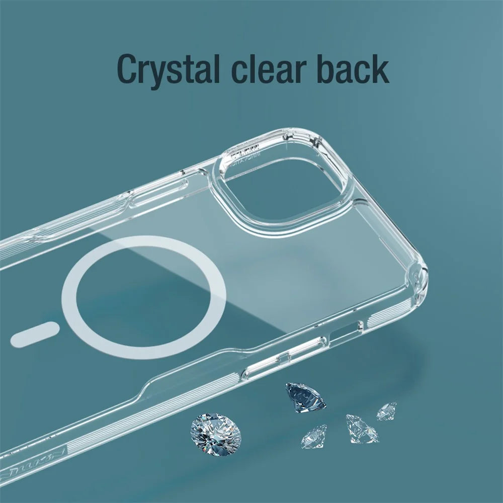 NILLKIN Nature Pro Series for iPhone 15 PC+TPU Clear Phone Case Magnetic Cover Compatible with MagSafe - Blue - 4