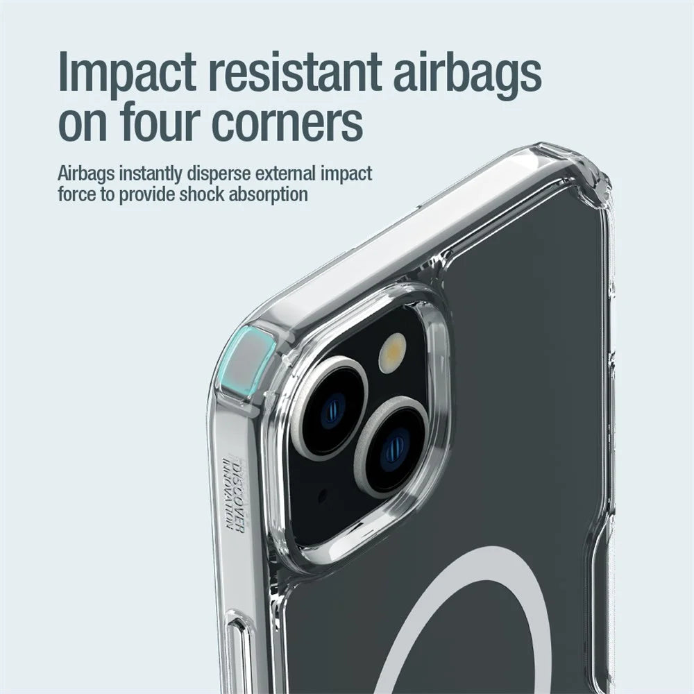 NILLKIN Nature Pro Series for iPhone 15 PC+TPU Clear Phone Case Magnetic Cover Compatible with MagSafe - Blue - 7