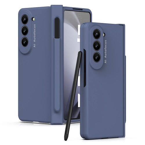 For Samsung Galaxy Z Fold5 5G PC Phone Case Anti-drop Cover with Tempered Glass Screen Film and Stylus - Blue - 1