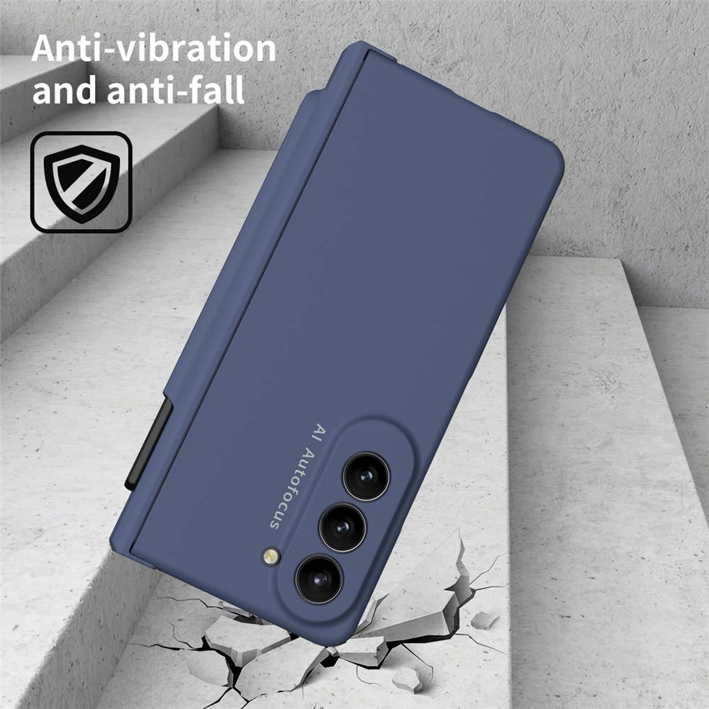 For Samsung Galaxy Z Fold5 5G PC Phone Case Anti-drop Cover with Tempered Glass Screen Film and Stylus - Blue - 4