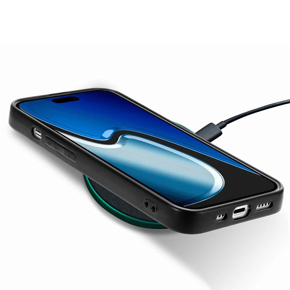 ENKAY HAT PRINCE for iPhone 15 Plus Phone Case Carbon Fiber Leather+PC Cover with High Aluminium-silicon Glass Film - Blue - 4