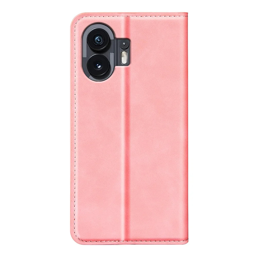 PU Leather Phone Case for Nothing Phone (2) , Wallet Stand Anti-drop Skin-touch Feeling Cover - Pink - 6