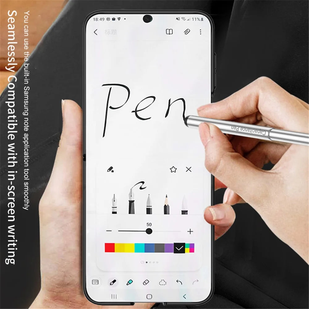 GKK For Samsung Galaxy Z Flip5 5G Case Magnetic Hinge PC Phone Cover with Small Screen Film + Stylus Pen - Black - 3