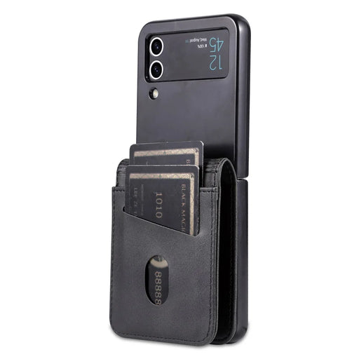 AZNS For Samsung Galaxy Z Flip4 5G Case PU Leather Card Holder Phone Cover - Black - 2