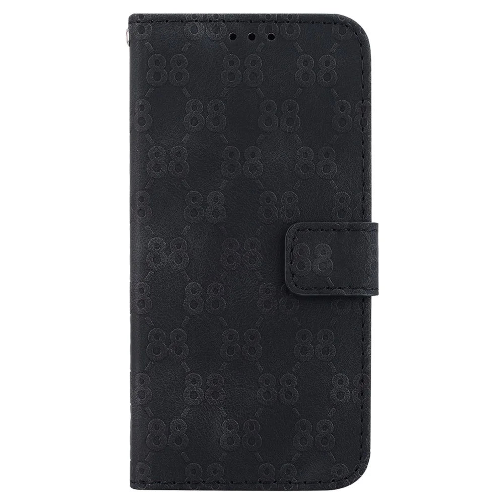 For Samsung Galaxy M34 5G / F34 5G Double 8-Shape Imprint Phone Cover Leather Wallet Stand Case - Black - 7