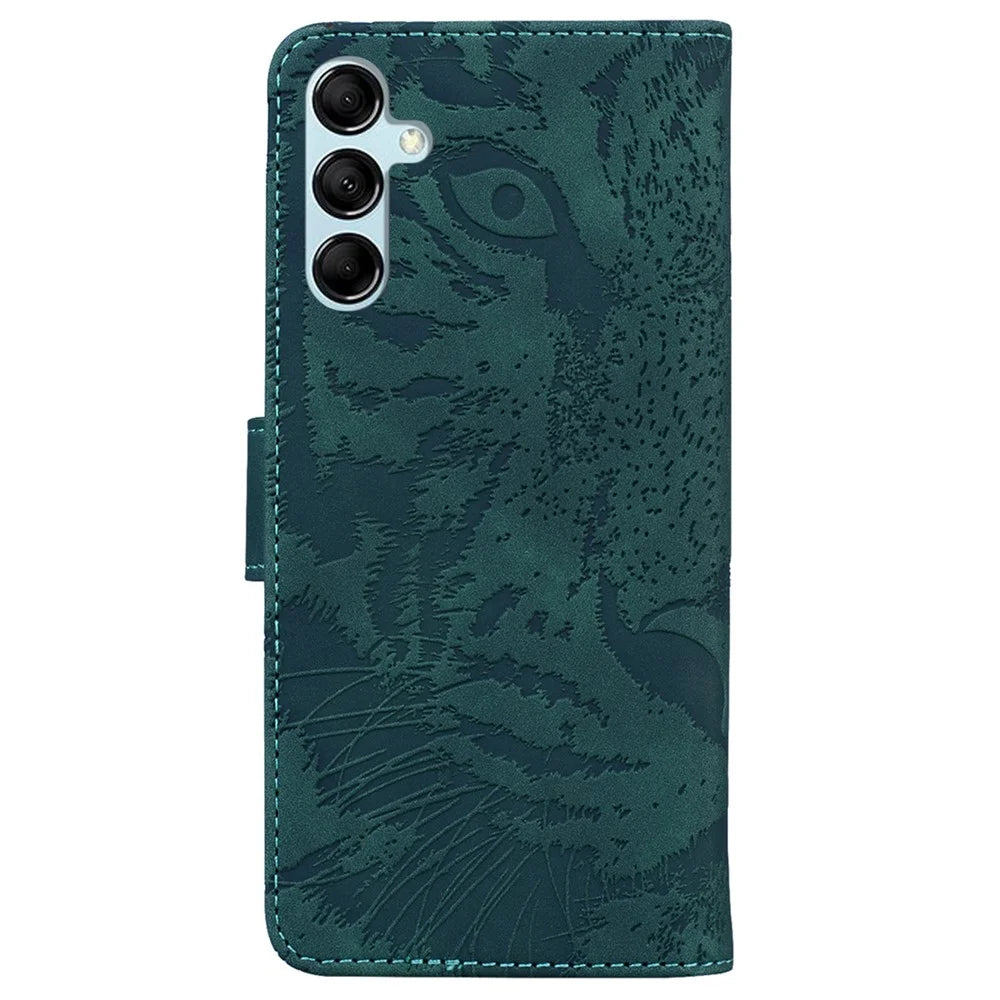 For Samsung Galaxy M34 5G / F34 5G Imprinted Tiger Wallet Cover Slim-Fit PU Leather Stand Phone Case - Green - 7