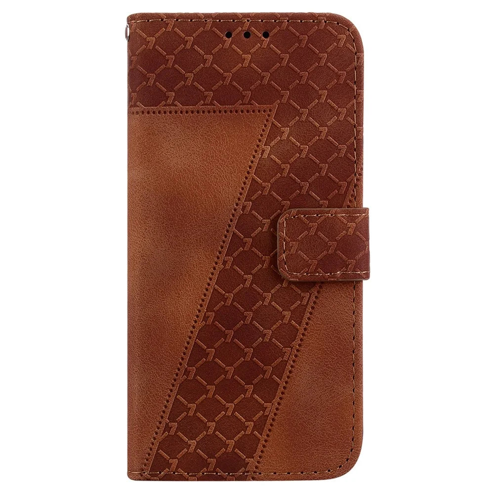 For Samsung Galaxy M34 5G / F34 5G Phone Leather Case 7-Shape Imprinted Wallet Stand Cover - Brown - 7