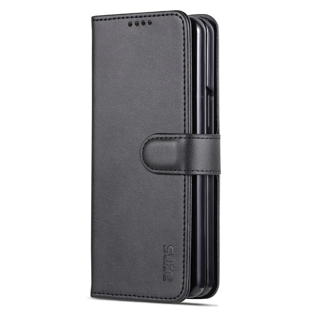 AZNS For Samsung Galaxy Z Fold4 5G Case PU Leather + PC Anti-scratch Wallet Phone Cover - Black - 7