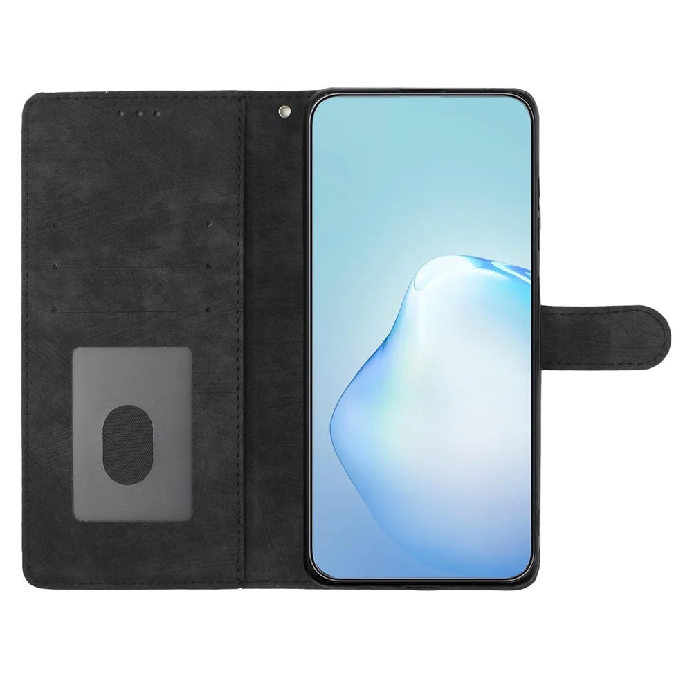 For Samsung Galaxy A05 4G Case PU Leather Folding Stand Solid Color Phone Cover - Black - 2