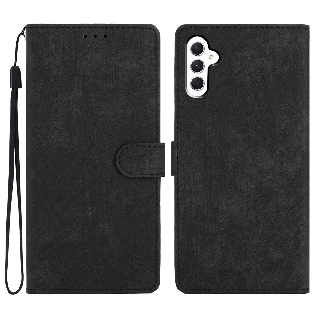 For Samsung Galaxy A05s 4G Case Skin-touch Feeling PU Leather Phone Cover - Black - 1