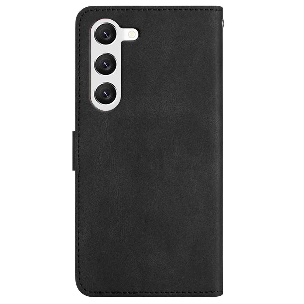 For Samsung Galaxy A05s 4G Wallet PU Leather Stand Case Imprinted Lines Crazy Horse Texture Phone Cover - Black - 7