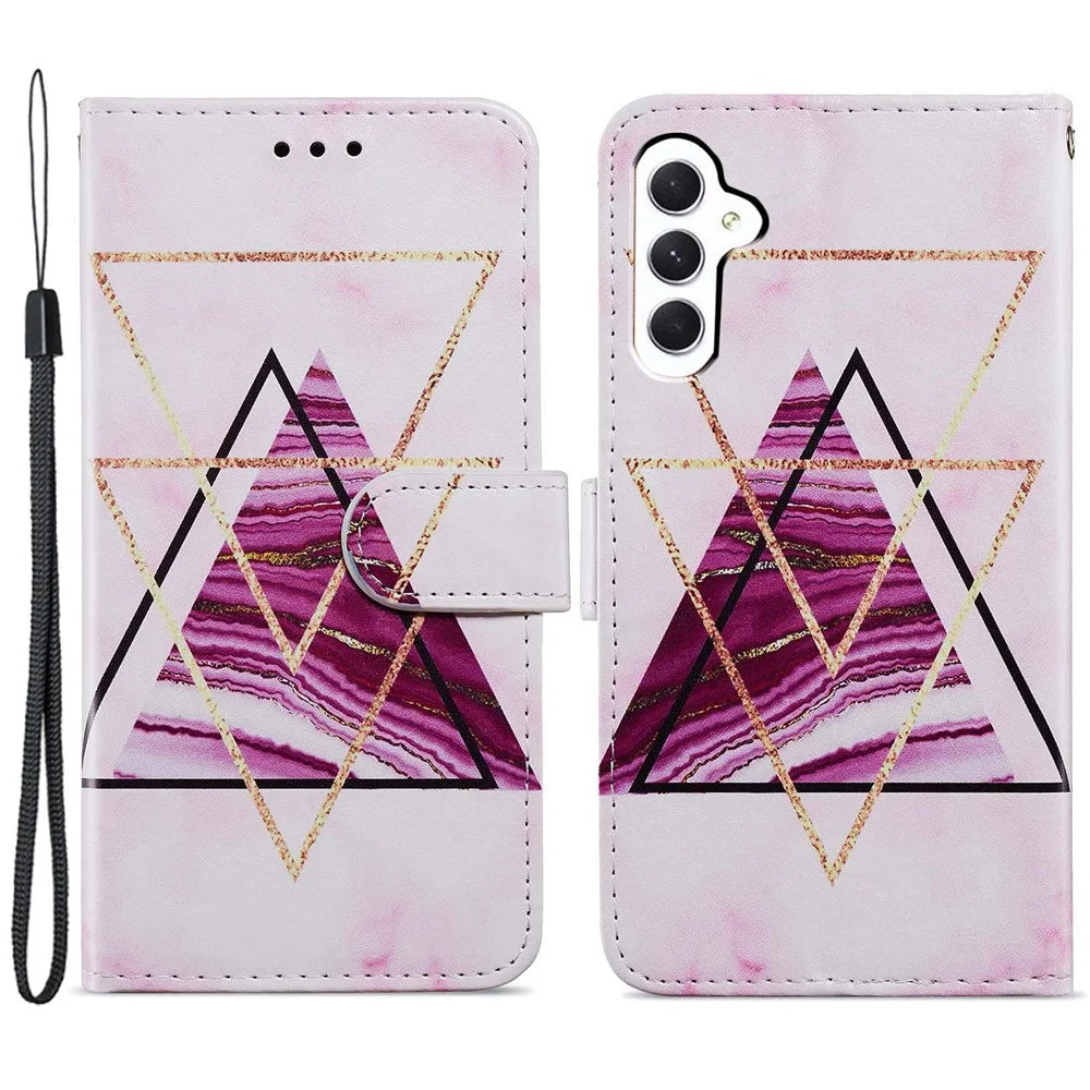 For Samsung Galaxy A05s 4G Wallet Case PU Leather Pattern Printing Phone Cover - Tri-color Marble - 1