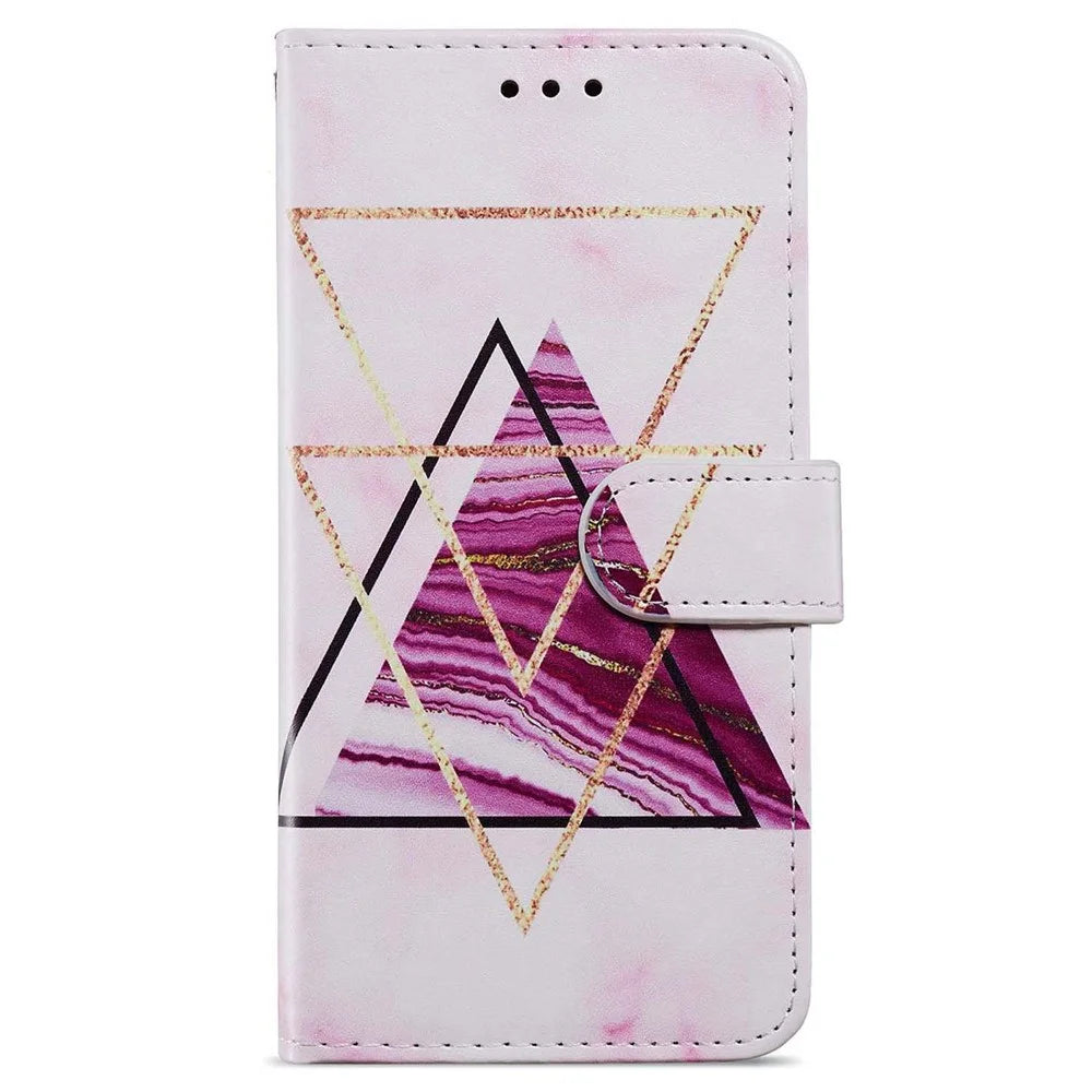 For Samsung Galaxy A05s 4G Wallet Case PU Leather Pattern Printing Phone Cover - Tri-color Marble - 5
