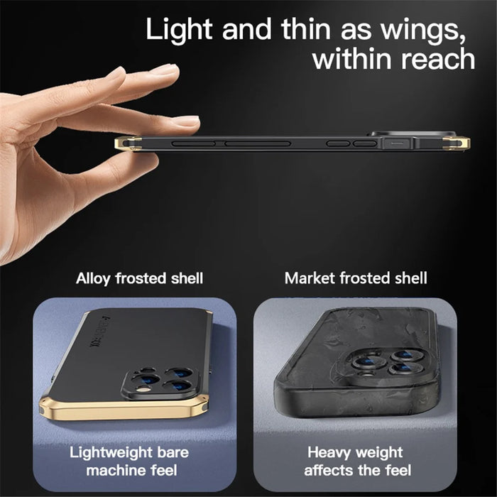 ELEMENT BOX For iPhone 15 Case Metal Frame PC+Silicone Slim Case Shockproof Phone Cover - Black / Gold - 6