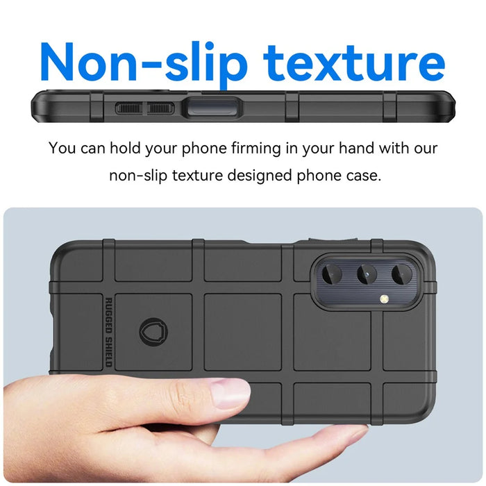 For Samsung Galaxy A05s 4G Case TPU Cell Phone Cover Square Grid Texture Protector - Black - 4