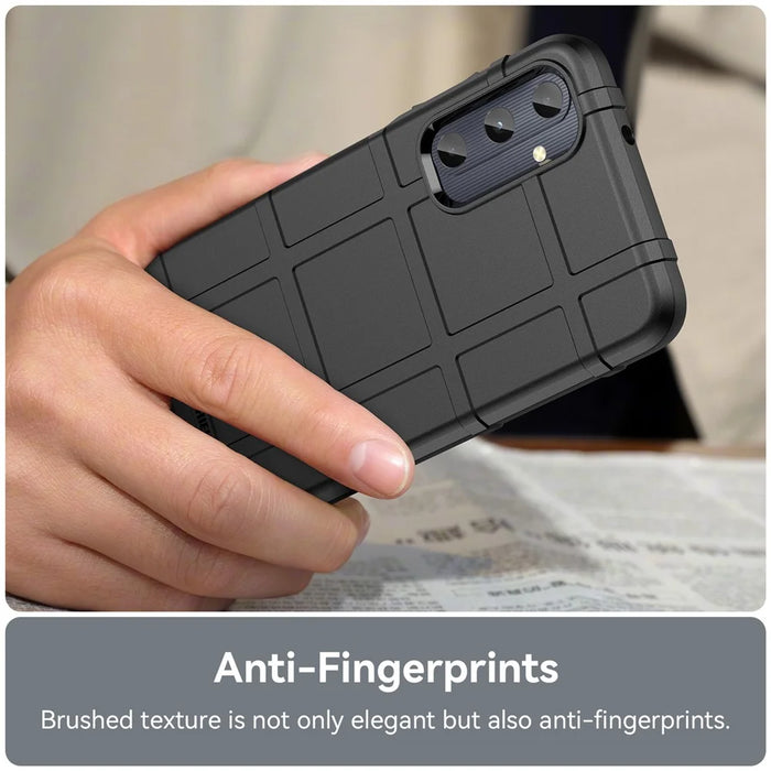 For Samsung Galaxy A05s 4G Case TPU Cell Phone Cover Square Grid Texture Protector - Black - 5