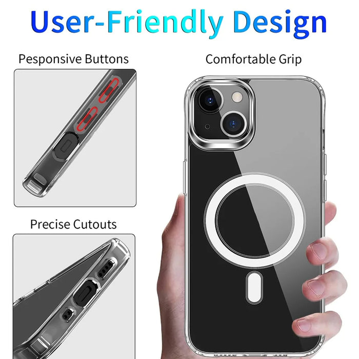 For iPhone 15 Plus Magnetic Case Compatible with Magsafe TPU+Acrylic Anti-drop Phone Cover - 4