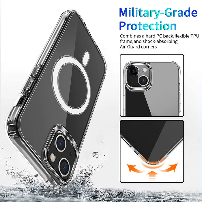 For iPhone 15 Plus Magnetic Case Compatible with Magsafe TPU+Acrylic Anti-drop Phone Cover - 7