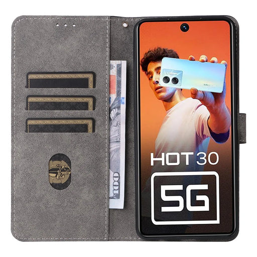 For Infinix Hot 30 5G / X6832 Anti-Scratch Phone Case PU Leather Stand Cover RFID Blocking Wallet Shell with Strap - Brown - 2