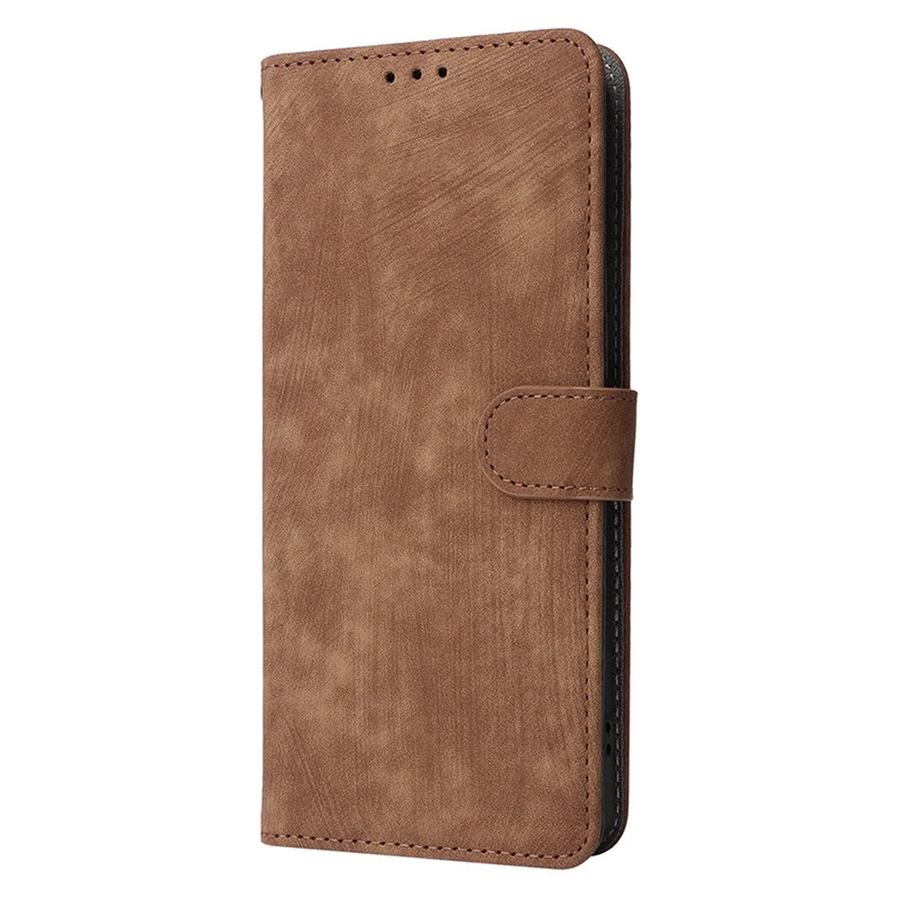 For Infinix Hot 30 5G / X6832 Anti-Scratch Phone Case PU Leather Stand Cover RFID Blocking Wallet Shell with Strap - Brown - 5