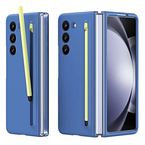 For Samsung Galaxy Z Fold5 5G Case Rubberized PC Phone Cover with Stylus Pen - Sky Blue - 1