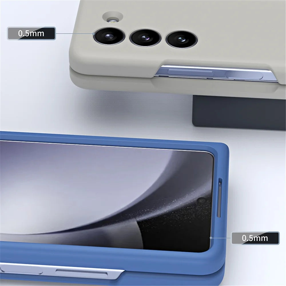 For Samsung Galaxy Z Fold5 5G Case Rubberized PC Phone Cover with Stylus Pen - Sky Blue - 3