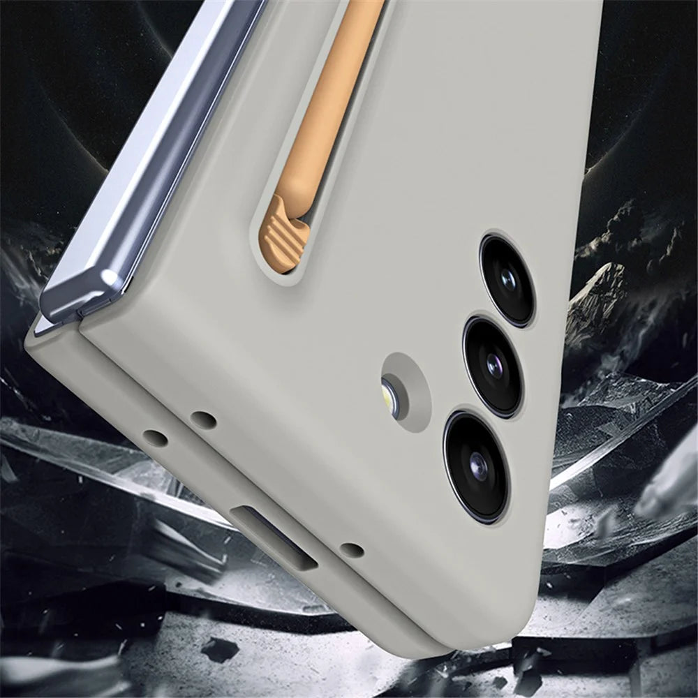 For Samsung Galaxy Z Fold5 5G Case Rubberized PC Phone Cover with Stylus Pen - Sky Blue - 5