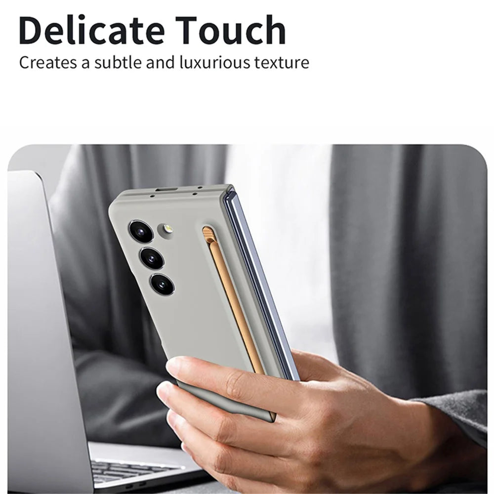 For Samsung Galaxy Z Fold5 5G Case Rubberized PC Phone Cover with Stylus Pen - Sky Blue - 6