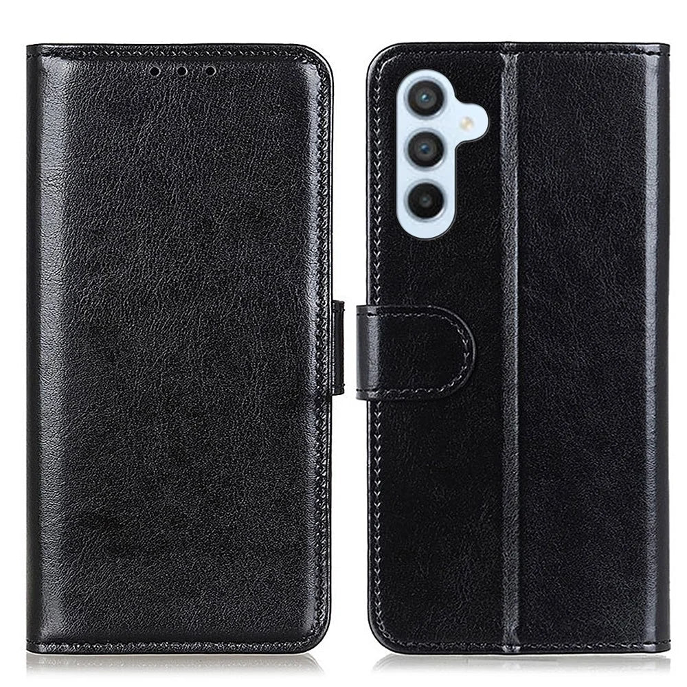 For Samsung Galaxy A05s 4G Case Crazy Horse Texture Leather Wallet Phone Cover - Black - 1