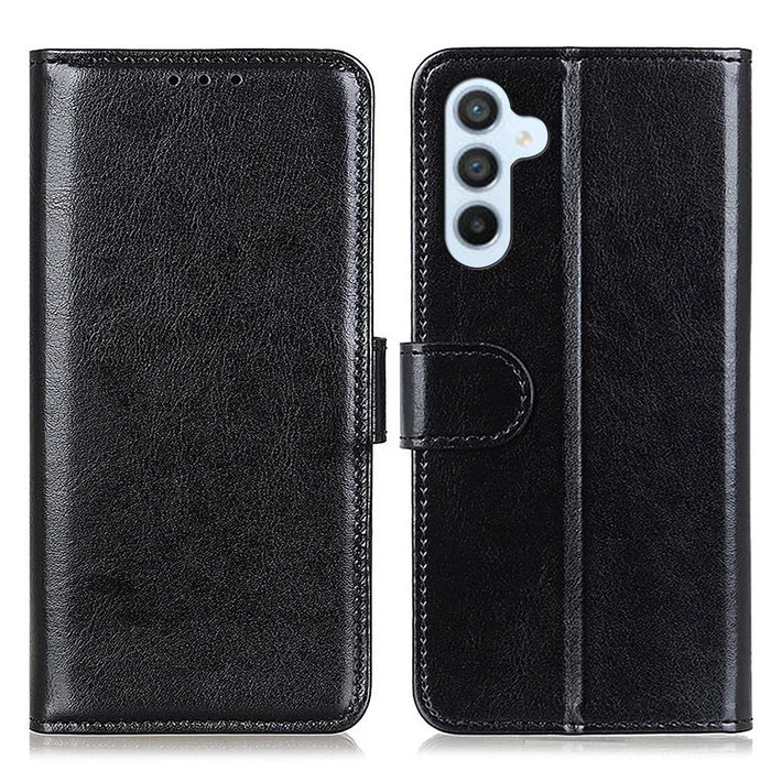 For Samsung Galaxy A05s 4G Case Crazy Horse Texture Leather Wallet Phone Cover - Black - 1