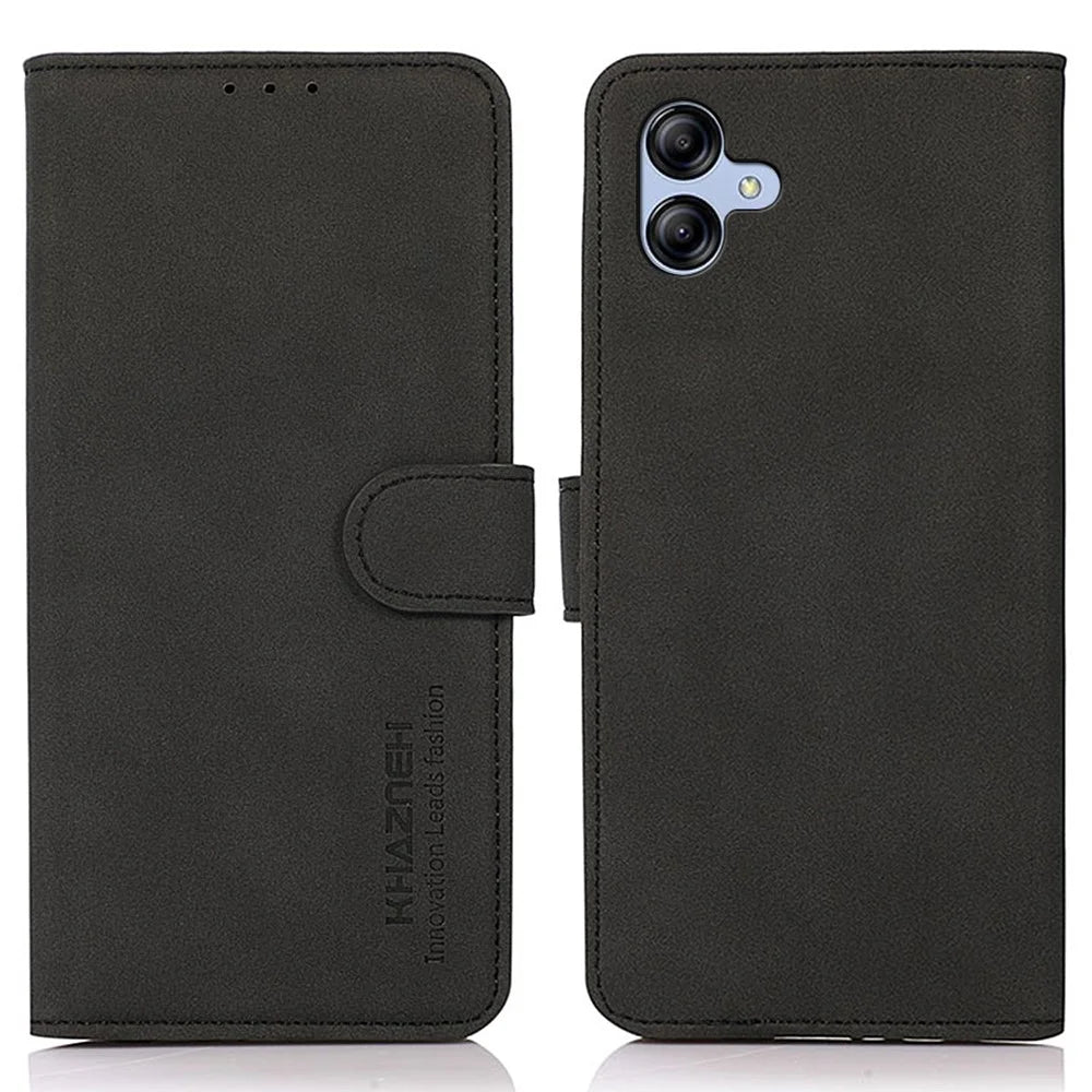 KHAZNEH For Samsung Galaxy A05 4G Case Textured Leather Mobile Phone Cover Wallet Stand Shell - Black - 1