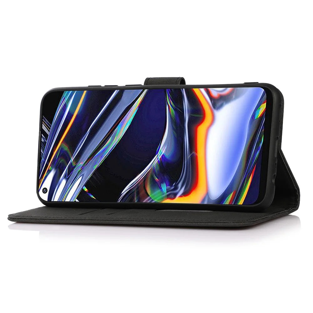 KHAZNEH For Samsung Galaxy A05 4G Case Textured Leather Mobile Phone Cover Wallet Stand Shell - Black - 2