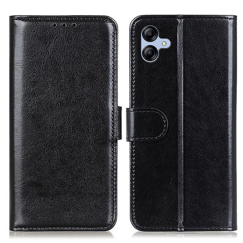 For Samsung Galaxy A05 4G Case Leather Phone Cover Wallet Crazy Horse Texture Stand Shell - Black - 1