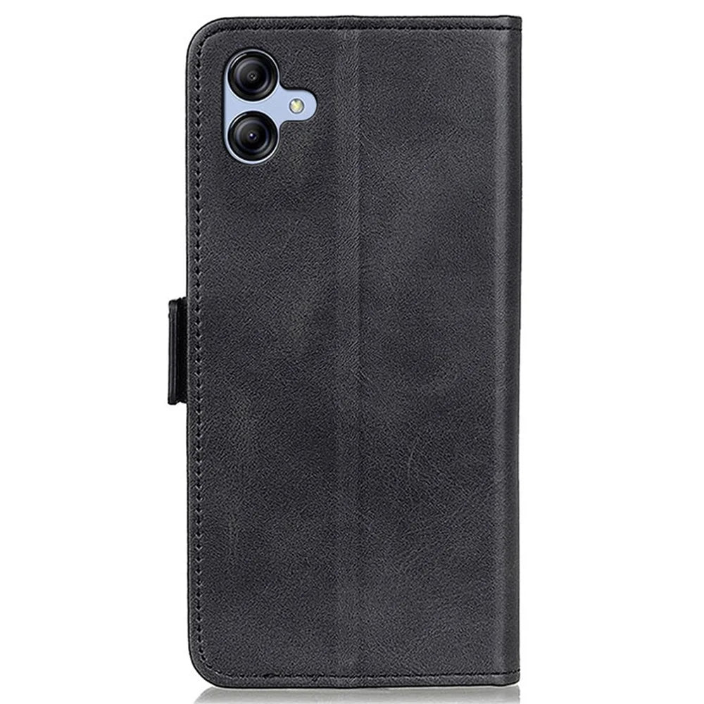 For Samsung Galaxy A05 4G Case PU Leather Wallet Stand Magnetic Phone Cover Shell - Black - 6