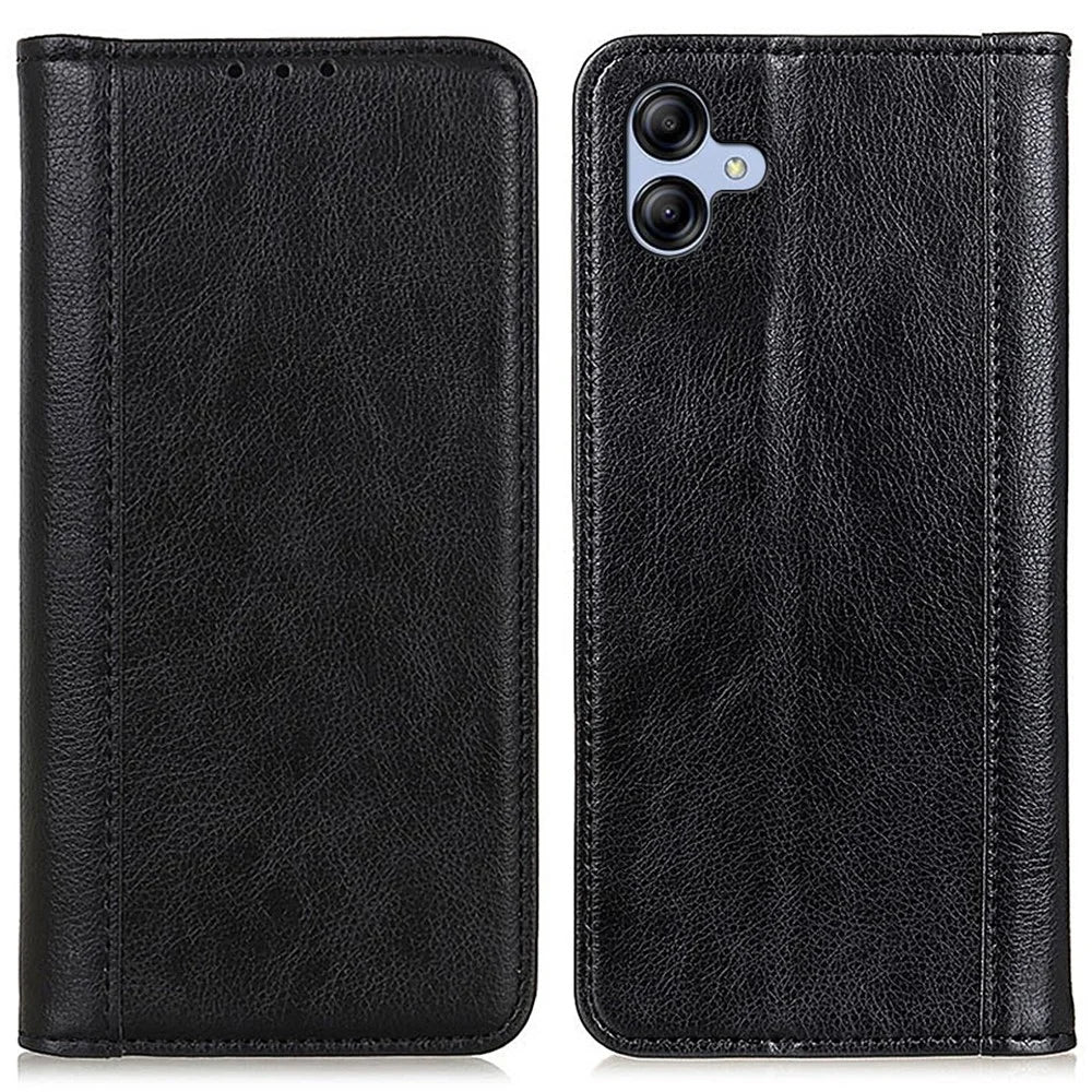 For Samsung Galaxy A05 4G Case Phone Shell Anti-Scratch Split Leather Wallet with Stand Function - Black - 1
