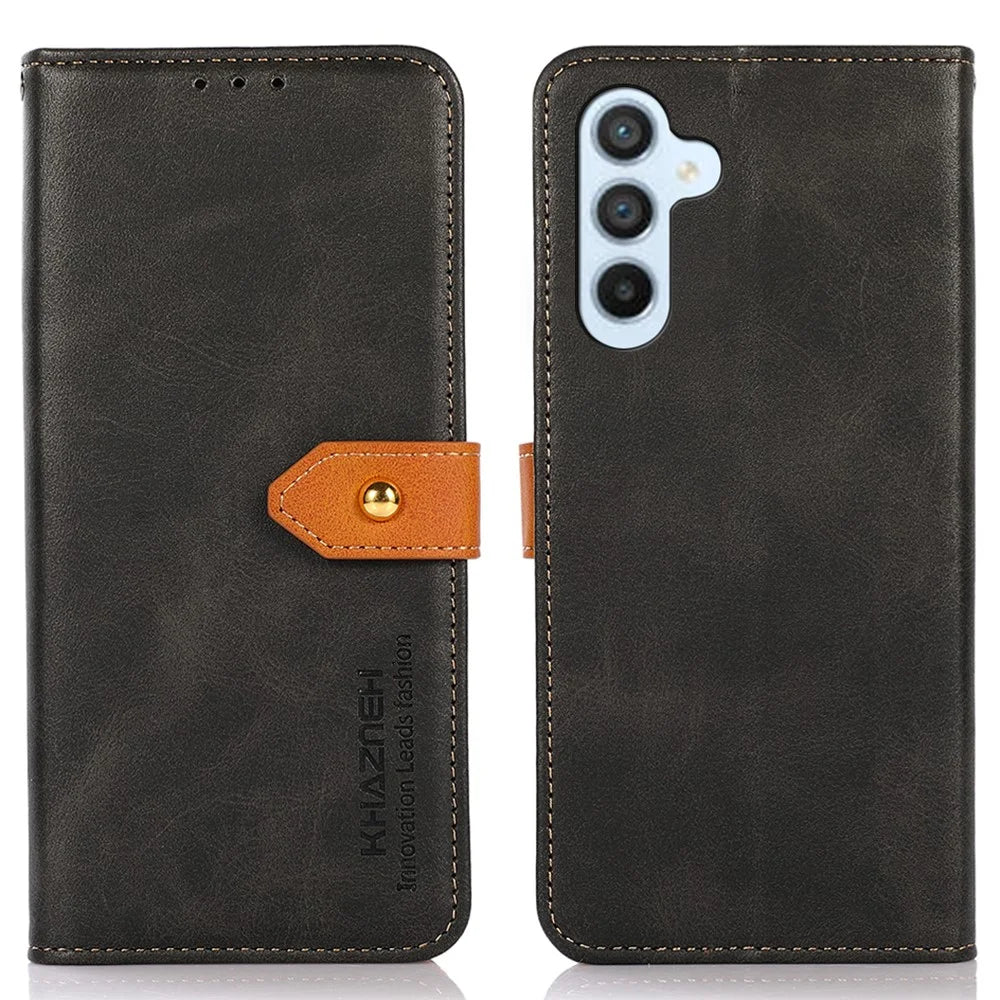 KHAZNEH For Samsung Galaxy A05s 4G Case PU Leather Stand Wallet Phone Cover - Black - 1