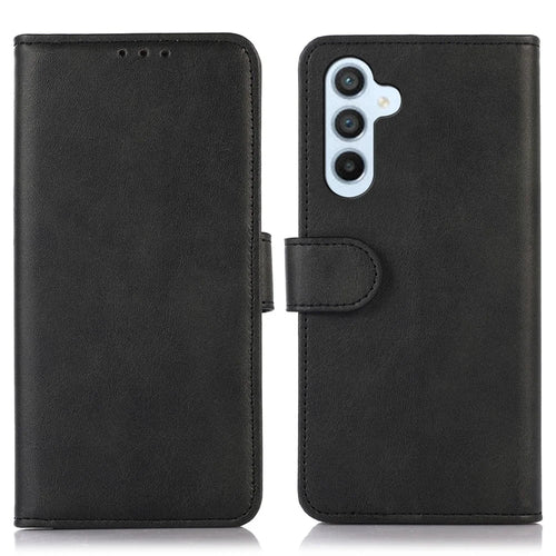 For Samsung Galaxy A05s 4G Case Anti-Scratch Leather Cowhide Texture Wallet with Stand - Black - 1