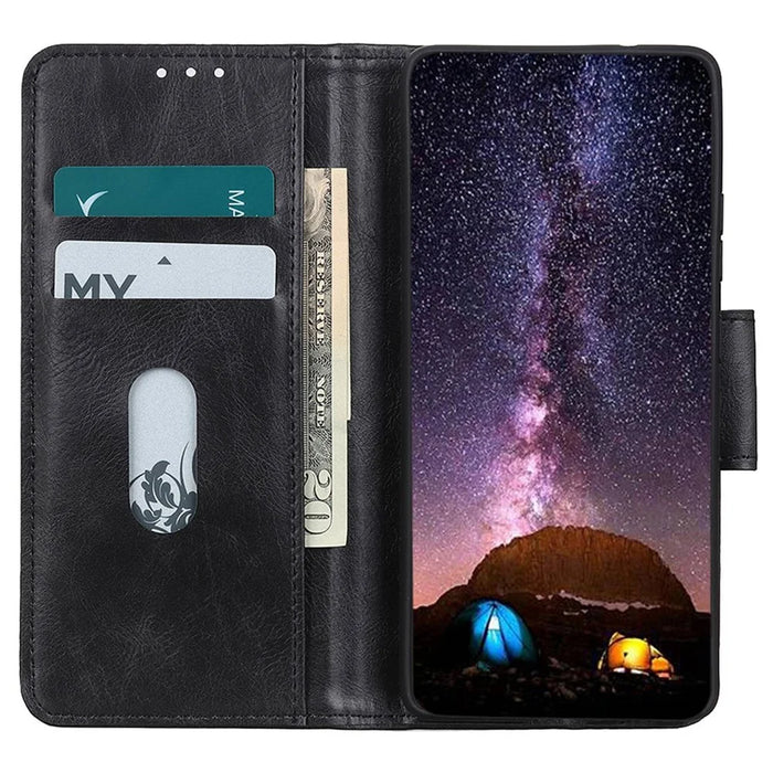 For Samsung Galaxy A05s 4G Case PU Leather Case Crazy Horse Texture Wallet Stand Phone Cover - Black - 2