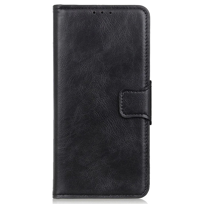 For Samsung Galaxy A05s 4G Case PU Leather Case Crazy Horse Texture Wallet Stand Phone Cover - Black - 6
