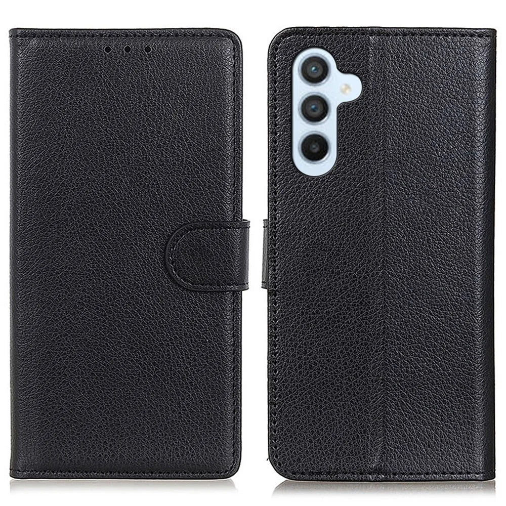 For Samsung Galaxy A05s 4G Case PU Leather Wallet Stand Litchi Texture Phone Cover - Black - 1