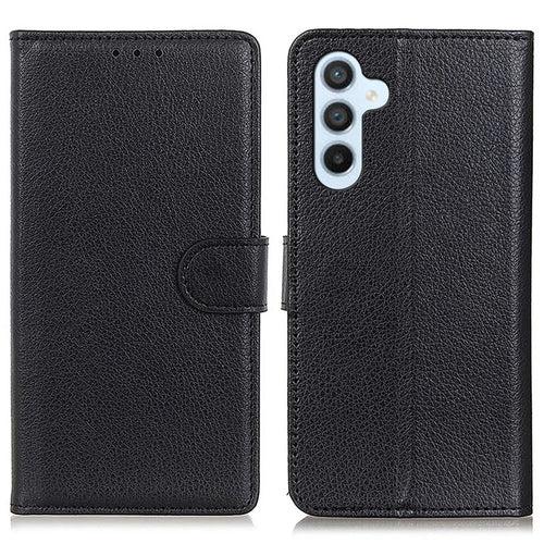 For Samsung Galaxy A05s 4G Case PU Leather Wallet Stand Litchi Texture Phone Cover - Black - 1
