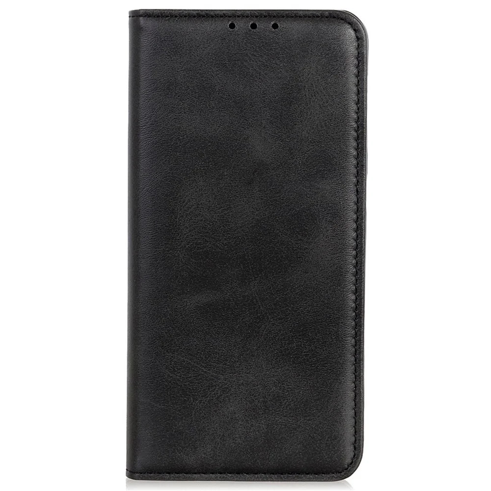 For Samsung Galaxy A05s 4G Case Cowhide Texture Split Leather Cover Wallet Stand Phone Shell - Black - 6