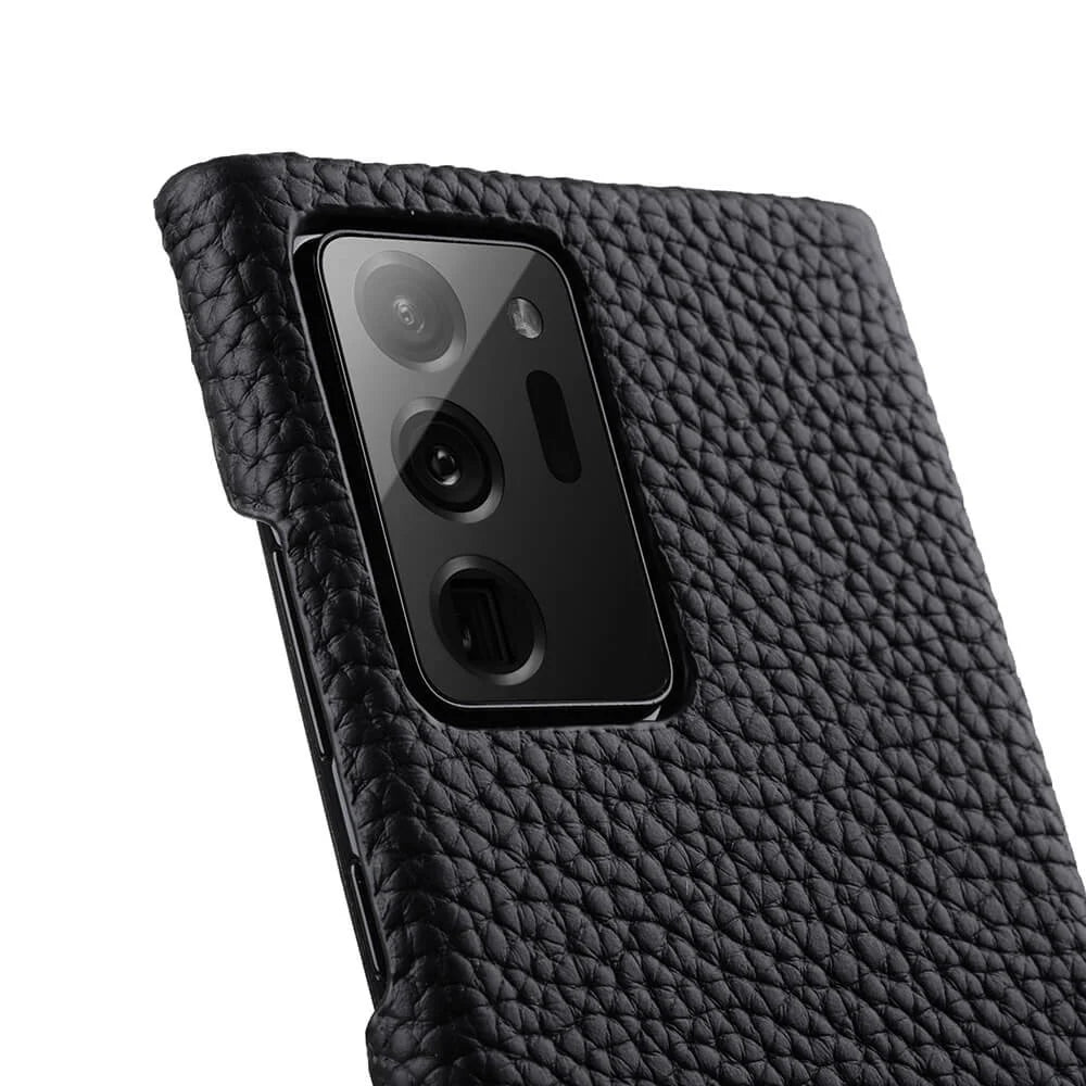MELKCO Shockproof Phone Case for Samsung Galaxy Note20 Ultra / Note20 Ultra 5G , Genuine Cow Leather Coated PC Protective Cover - Midnight Green - 4
