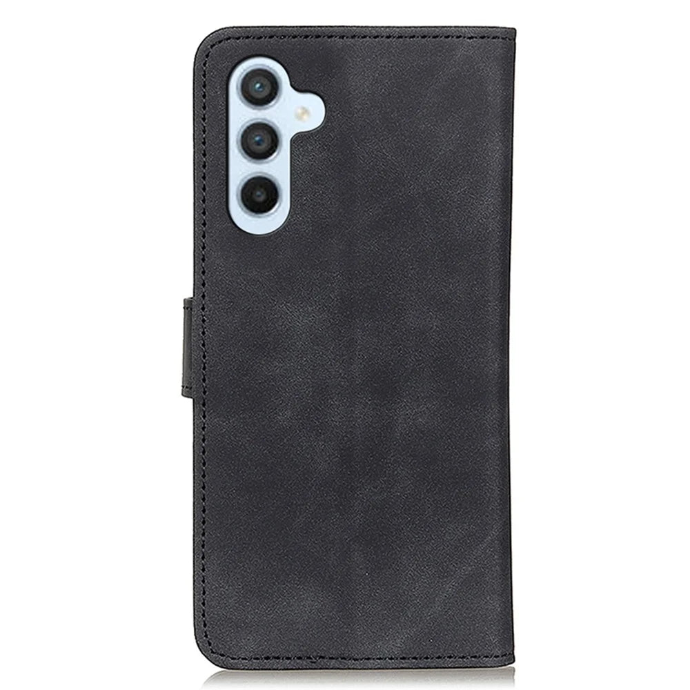KHAZNEH For Samsung Galaxy A05s 4G Case Retro Texture PU Leather Wallet Mobile Phone Cover - Black - 7